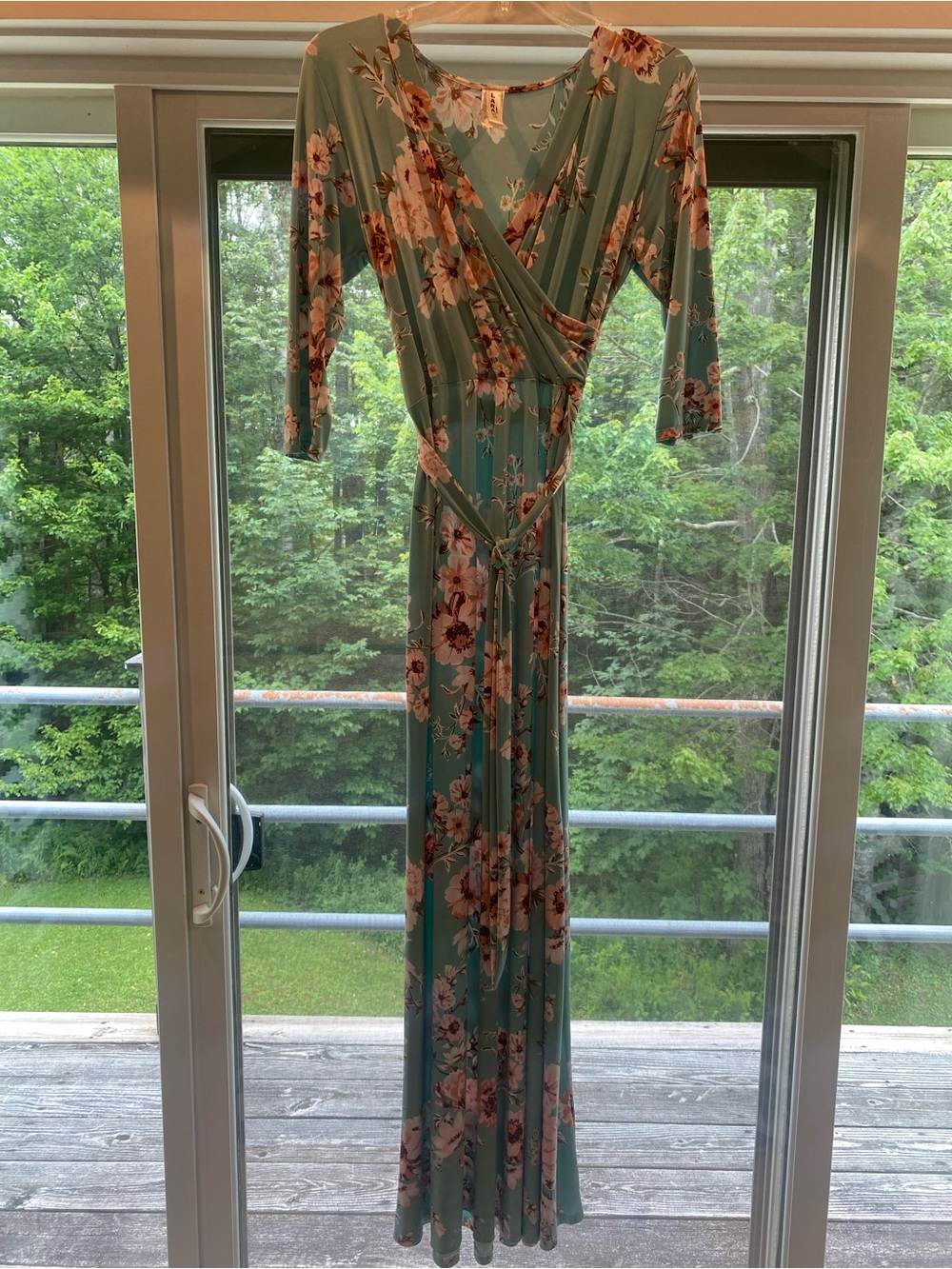 Floral Wrap Maxi Dress in Mint Green
